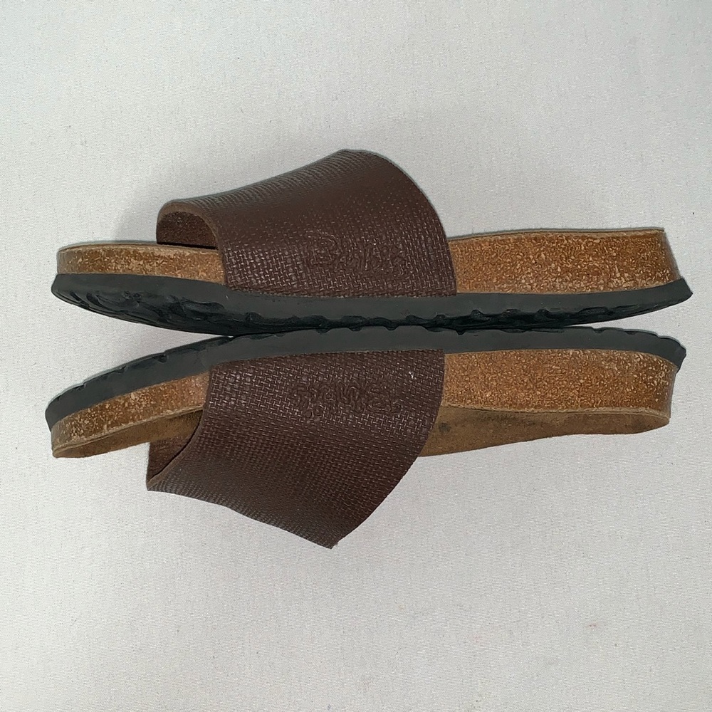 Birkenstock Brown Leather Slide Sandals